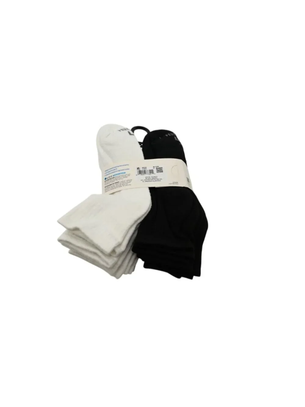 NIP Hanes Premium Boys Ankle Socks 10 Pack Sz L Black White Athletic Sport